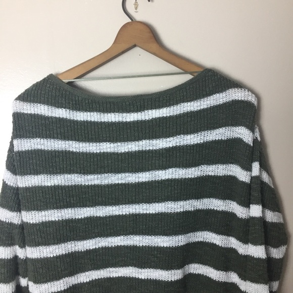 [Caslon] Olive Green & White Striped Sweater - Picture 8 of 8